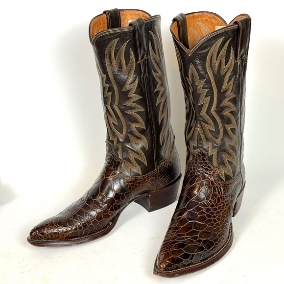 Justin Cowboy Boots - Chocolate Brown Mens Sz 8.5B Excellent Vtg Cond X-toe 9201 - Picture 7 of 12
